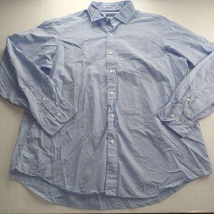 Polo Ralph Lauren Men's Button Front Shirt Size XL White Blue Print 100% Cotton